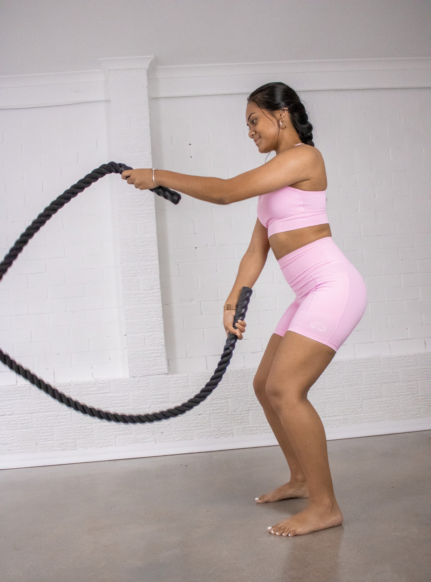 Bubblegum Pink bike shorts with pockets