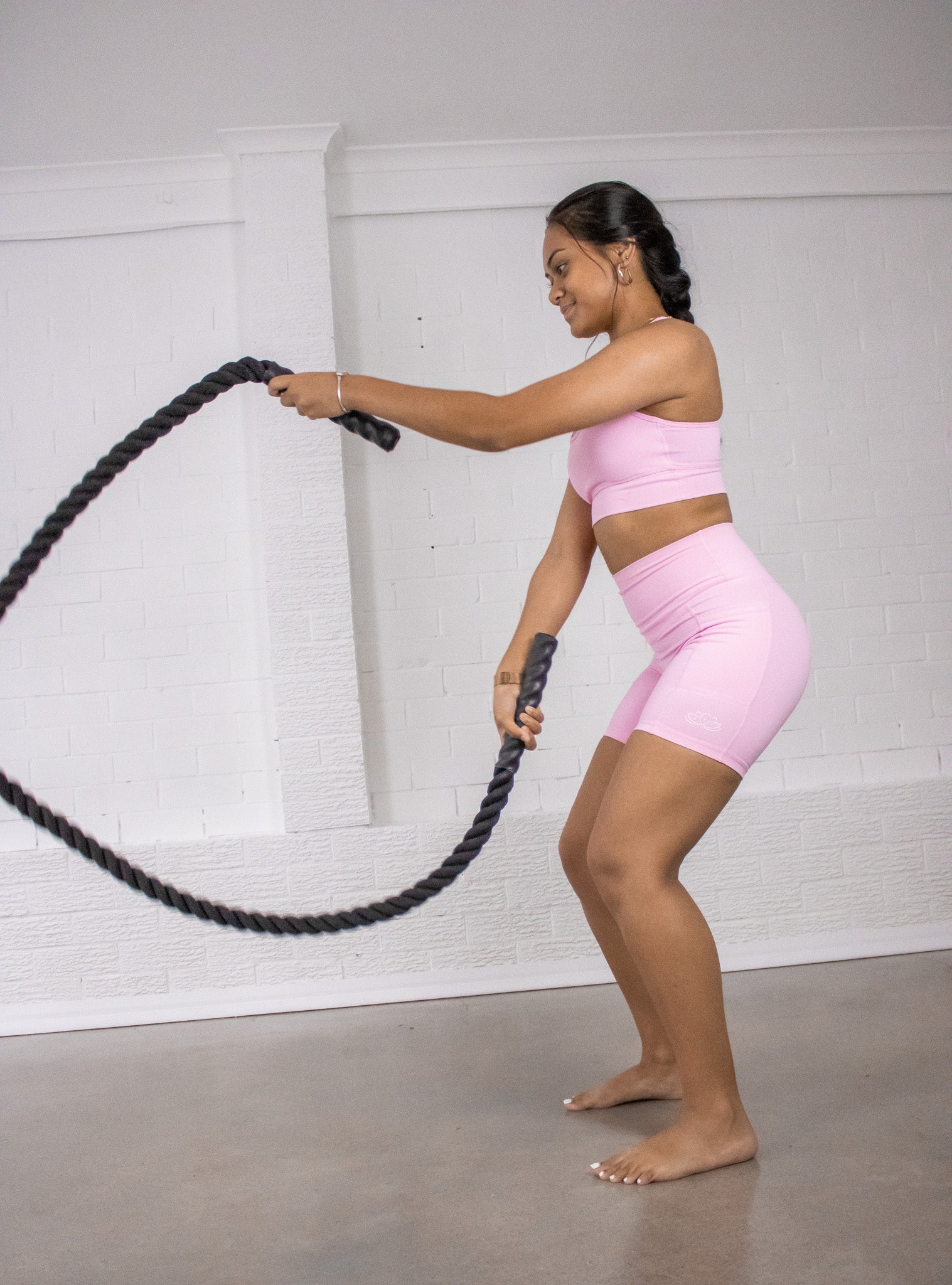 Bubblegum Pink bike shorts with pockets